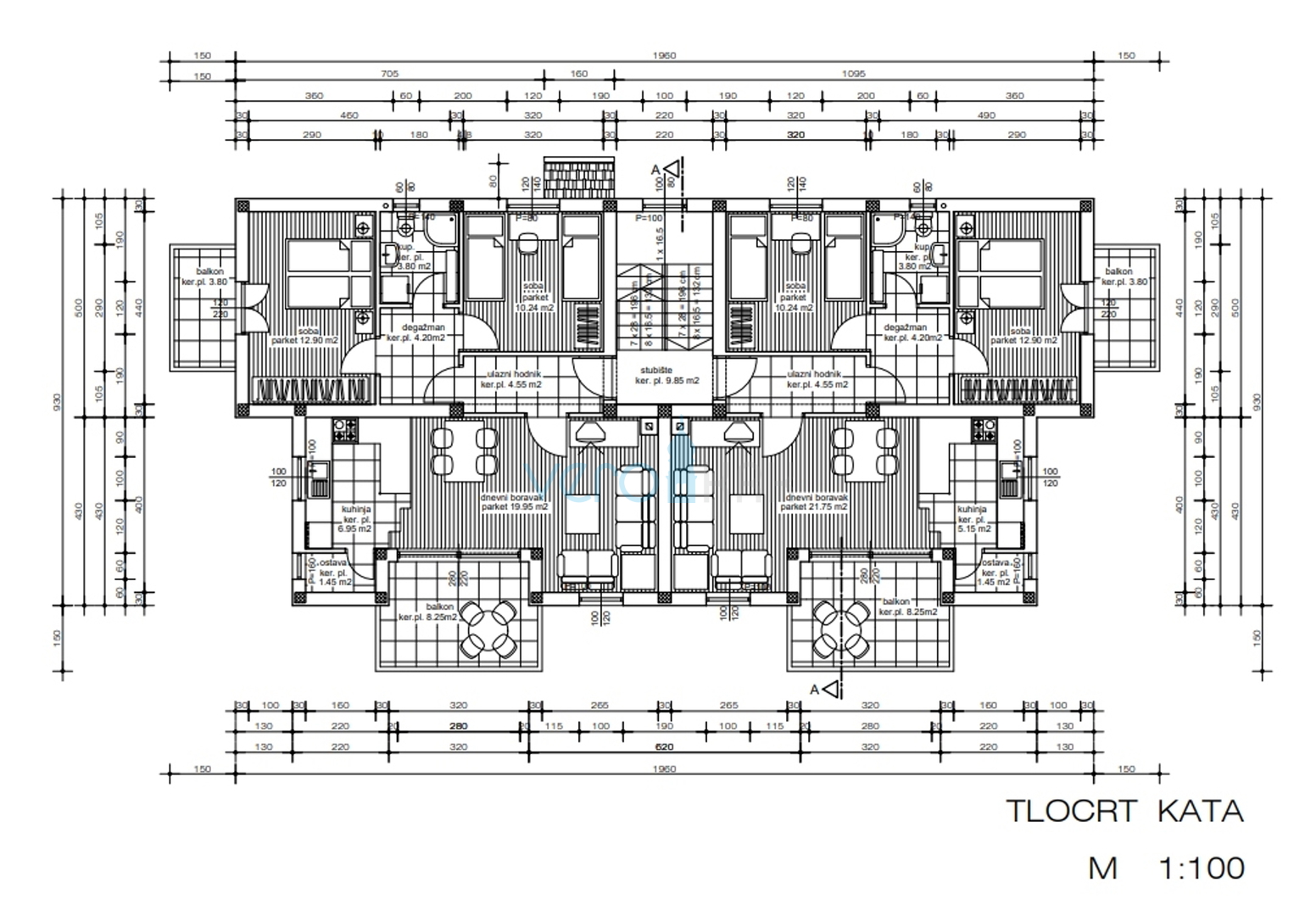 Malinska, wider area, two-bedroom apartment with living room under construction, for sale
